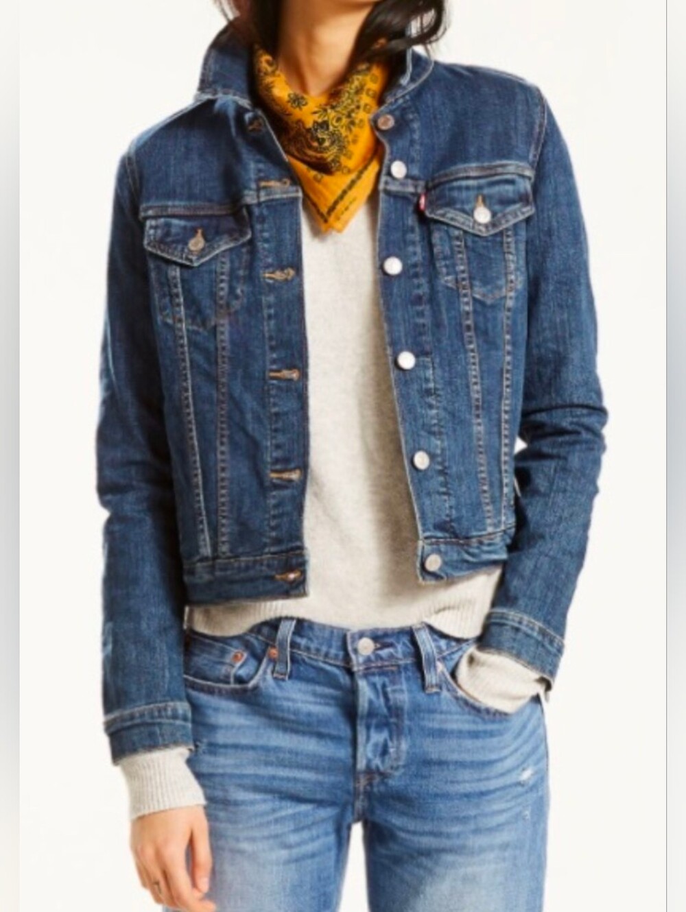 Talbots Classic Jean Jacket Marine Wash Cotton Blend MP